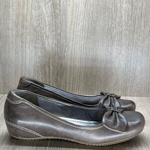 Ecco Shoes Women Size 37 Bouillon Bow Slip On Comfort Ballet Flats Leather Brown